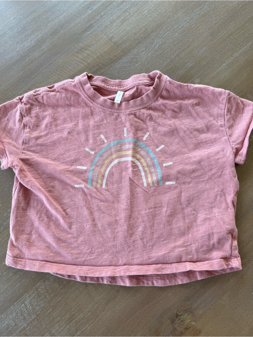 Rylee + Cru Dusty Rose Short-Sleeve Tee with Pastel Rainbow